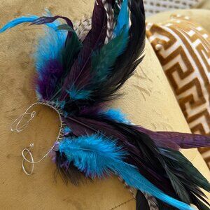 Feather Ear Cuff adjustable Silver Metal
